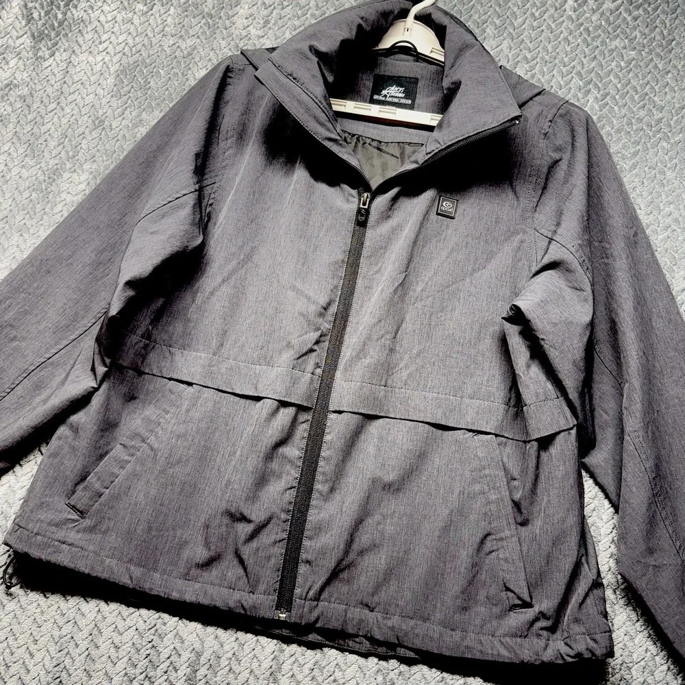 Rip Curl Anti Series Jacket Large Gray Hooded Windbreaker Surf Unisex Coastal‎